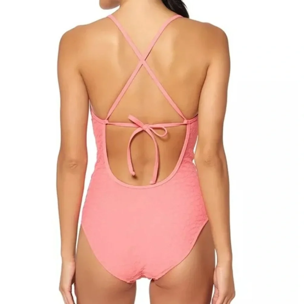 Jessica Simpson MELON Rose Bay 1 piece swimsuit adjustable straps removable pads